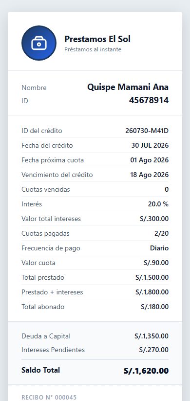 Comprobante de pago que recibe el cliente
