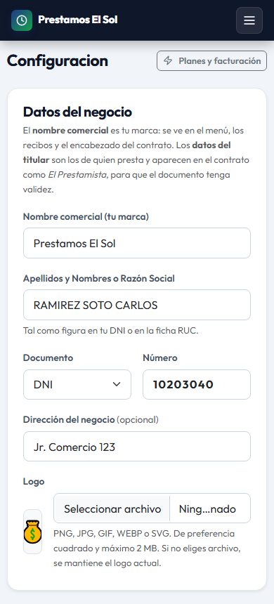 Configuración de tu negocio en el celular