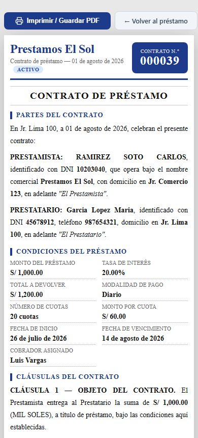 Contrato de préstamo en el celular